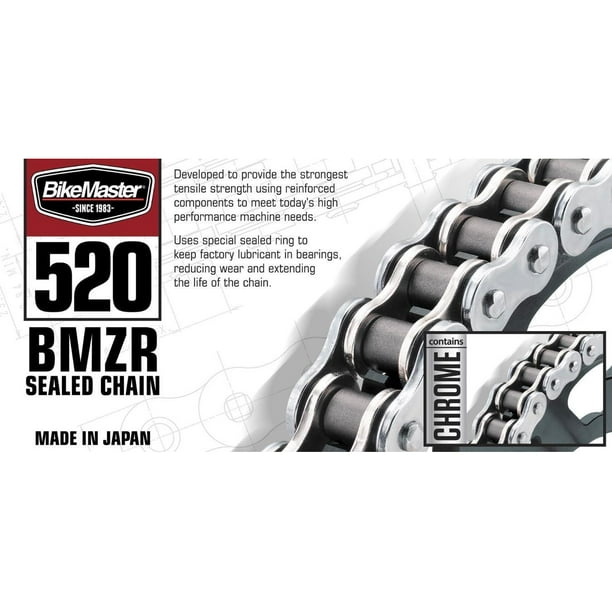 520 x 120 Chrome BikeMaster 520 BMZR Series Motorcycle Chain